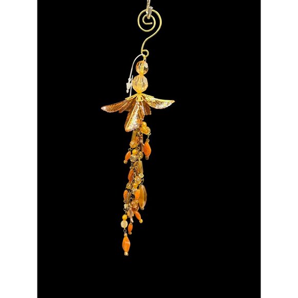 NWT 5X World Market Acrylic Beaded Dangle Amber Christmas Ornaments 7” - Picture 6 of 7